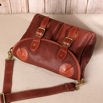 

HUGWISER Original Bag Genuine Leather New Style Handmade Retro Women Bag Large Capacity Shoulder/Crossbody Bag Generous