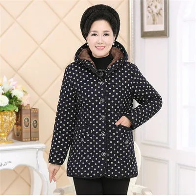 

Elderly Spring Winter WOMEN'S Top Grandma-Cotton Coat Brushed And Thick Grandma Cotton Overcoat 60-70-80-Year-Old
