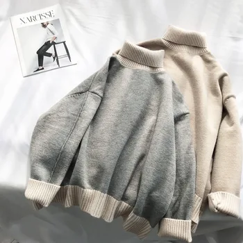 

Pullover Turtleneck Women's Thick Knitted Top Autumn and Winter Korean Loose Lazy Wind Sweater Female NS1772