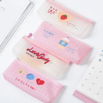 

Cute Pink Strawberry Women's Cosmetic Bag Transparent Travel Makeup Bag Beauty Case Ladies Organizer Pouch Necessarie Feminina