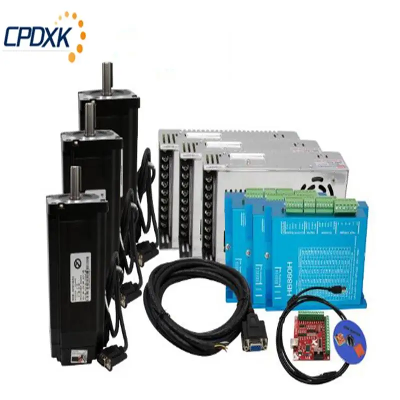 

3 Set Nema34 Closed-Loop Stepper Motor 6A 4N.m/8N.m/12N.m + 2-Phase & HSS86 Hybrid Driver +400w60V /48Vpower For CNC ROUTER