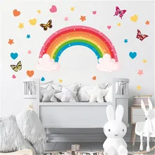 

Rainbow Girl Room Wall Stickers Butterfly Wallpaper PVC Waterproof Decals Baby Girl Room Decoration Kindergarten Wall Decoration