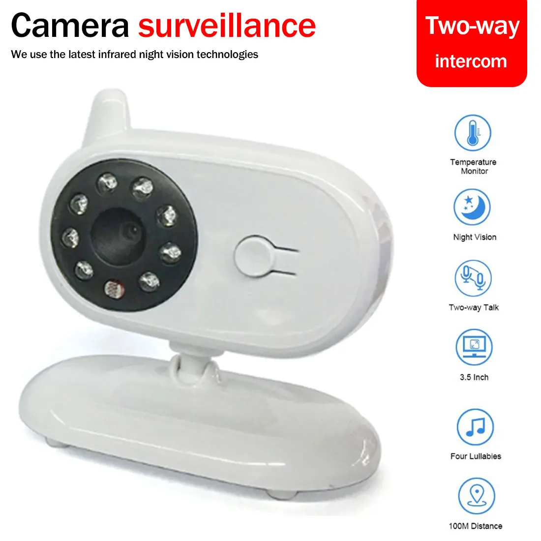 

Baby Monitor Wireless Security Camera Wireless Digital Video Camera Two-way Audio IR Night Vision Temperature Monitoring
