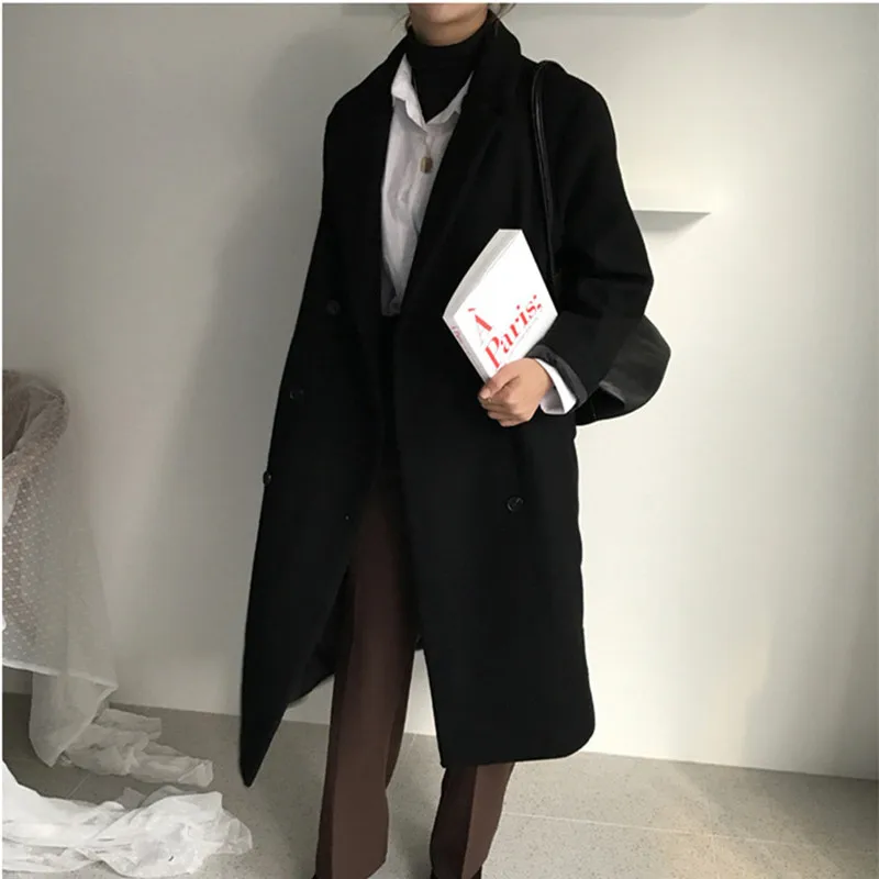 Для женщин Элегантная зимняя куртка шерсть чёрный коричневый более Размеры