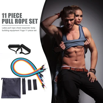 

11pcs/set Resistance Bands TPE Pull Rope Exerciser Equipments Gym Training with Door Anchor Handle Ankle Strap