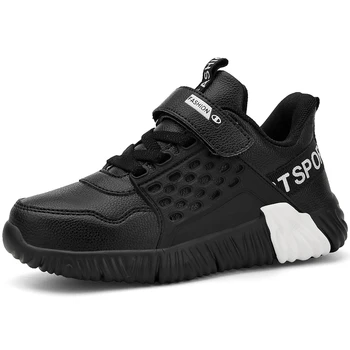 

2020 New Leather Boy Shoes Kids Soft Bottom Big Boy Trainers Black Blue Boys Jogging Shoes Light Sport Shoes Boy Designer Shoes