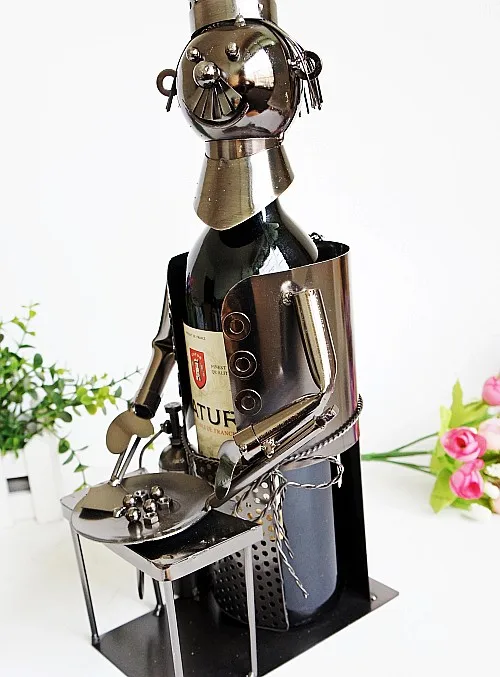 

Creativity Uniquely Designed Restaurant Wine Racks Metal Crafts Chef Cooking Sitting Wine Rack