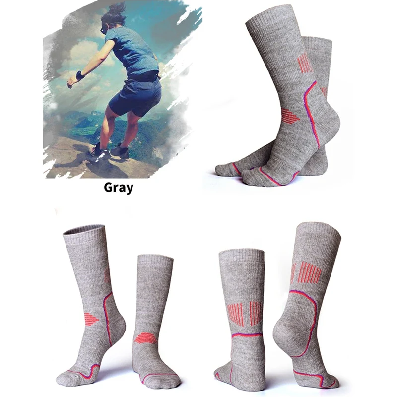 Men Women Skiing Socks Cushioned Breathable Long Socks Hosiery Outdoor Climbing Hiking Sports Footwear Compression Socks