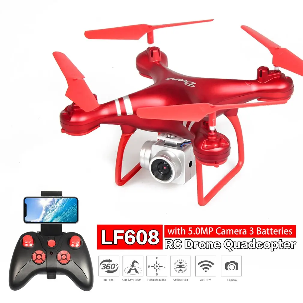 

LF608 RC Drone Wide Angle Selfie Drone Professional Foldable Quadcopter with 5.0MP Camera & 3 Batteries VS KY601S HJ14 Drones
