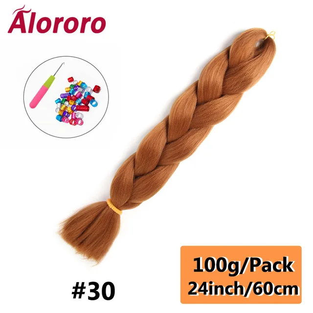 Jumbo Braid Hair Extensions Green Synthetic Braiding Hair 24 Inch Afro Blue Pink Purple Blonde Ombre Hair for Braids Alororo 24inches-30