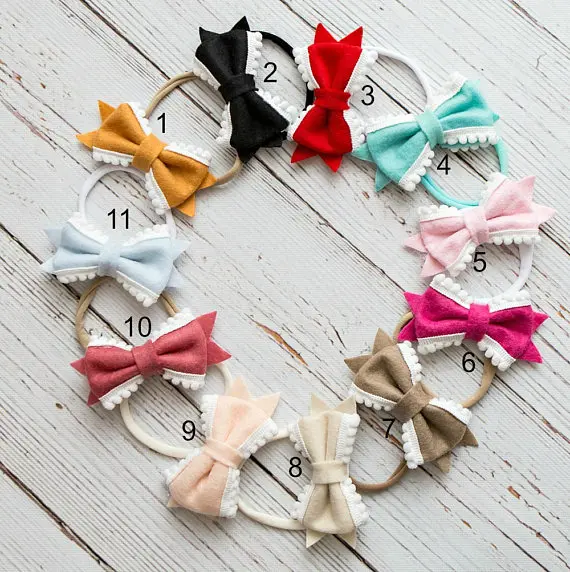 1pcs Lovely bow headbands for girls cute bows nylon headband soft elastic head band for girls Christmas Gift Hair Accessories