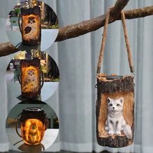 Solar Garden Light LED Resin Animal Statue Decorative Hanging Lantern Landscape Night Light with Handle for Outdoor Jardin