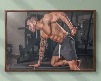 

0186J Fitness Bodybuilding Man Strong Muscles Exhibition Healthy Bod Wall Sticker Silk Poster Art Home Decoration