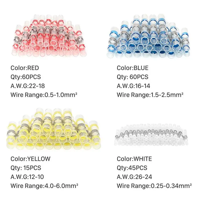 

180PCS Solder Seal Wire Connectors-Waterproof Heat Shrink connectors-Electrical Insulated Automotive Terminals with Case(45WHI