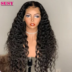 SUSY Deep Wave Frontal Wig 30 Inch Wig Deep Wave Curly Lace Front Human Hair Wigs For Women 4x4 Closure Wig Human Hair Wigs