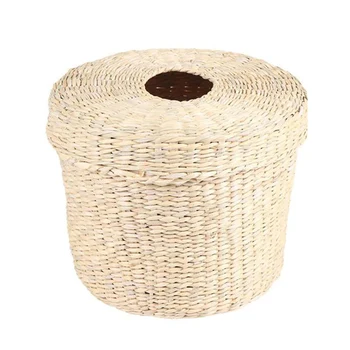 

Straw Tissue Box Straw Woven Roll Paper Storage Box Home Living Room Bathroom Straw Tissue Box