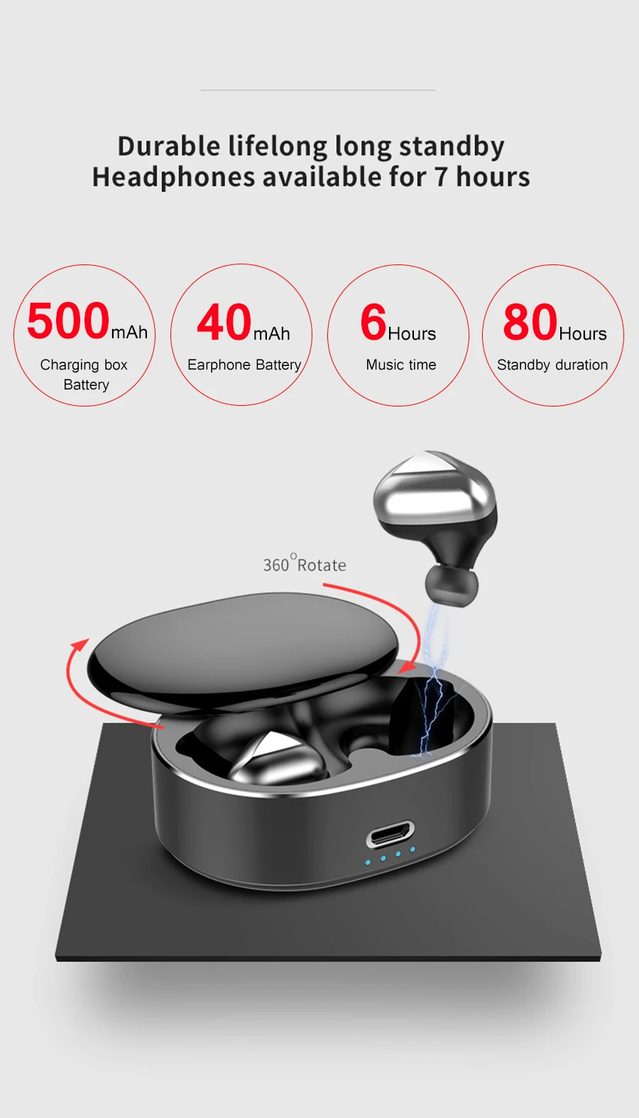 Беспроводные наушники TWS Bluetooth 5,0 T50 TWS наушники 6D стерео IPX5 Водонепроницаемая гарнитура с шумоподавлением Bluetooth наушники