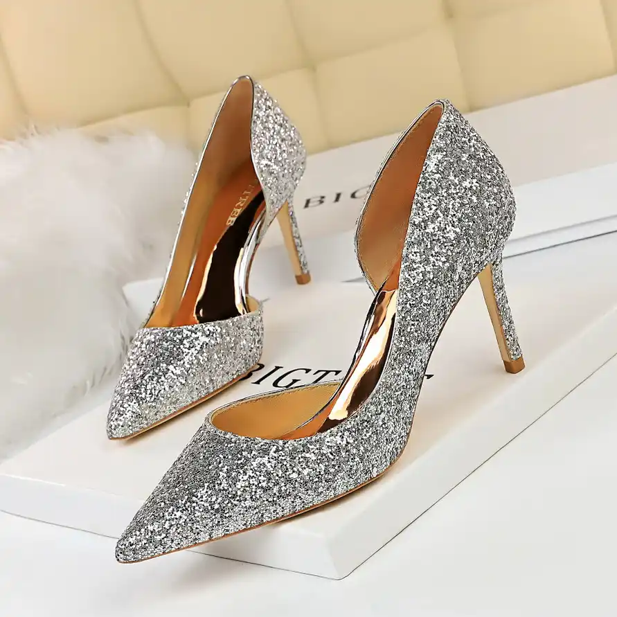 comfortable silver heels for wedding