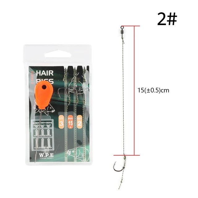 W.P.E 1pack/3pcs Carp Fishing 2#/4#/6# Hair Rigs Ready Made Boilie Carp Fishing Hook Baiting Needle Fishing Tackle Pesca CLD3G-2