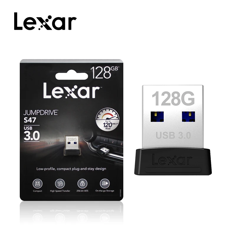 Lexar USB 3,0 S47 мини-флеш-накопитель 32 Гб 64 Гб 128 ГБ 256 бит AES USB флеш-накопитель Флешка U диск USB ключ Флешка для ПК