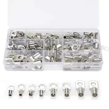 

100Pcs Assorted SC Copper Bare Crimp Terminals lug Tinned Lug Ring Electrical Wire Welding Connectors Cable Splice Terminal