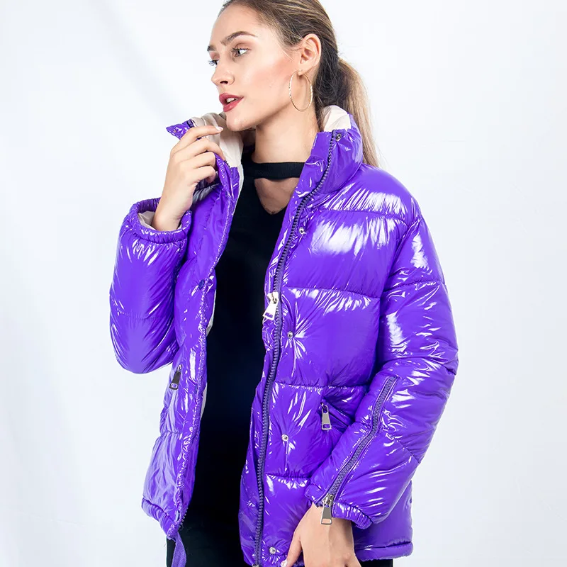 

2019 Summer Bright Surface Cotton-padded Clothes Casual Cotton-padded Jacket Thick Loose-Fit down Jacket Cotton-padded Clothes A