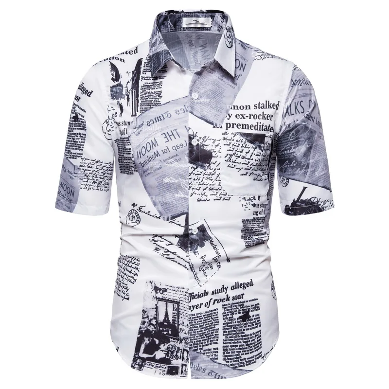 

Hawaiian Printed Shirt men Casual Men's Short sleeve shirt Button Print Beach Loose Blouse Top Streetwear Camisa masculina
