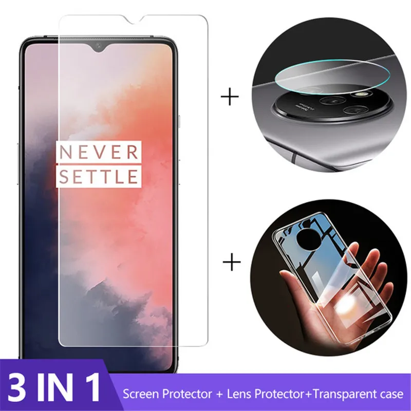 3 в 1 чехол + стекло для камеры Oneplus 7t 7 Pro 7T 6 Защитное экрана на One Plus 6t защитное