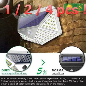 

1/2/4 Pcs 100 LED Solar Power Motion Sensor Wall Light Solar Outdoor Lamps Garden Lamp Waterproof Solar Power Wall Mount Lights