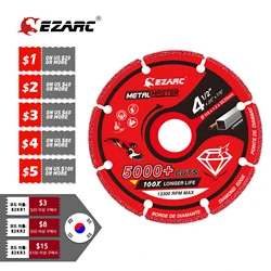 EZARC – roue de coupe en diamant pour meuleuse d'angle, 115mm x 22.2mm, disque en diamant avec 5000 + coupes sur les barres d'armature, l'acier, le fer et l'inox 