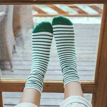 

Spring And Summer 2020 New Fasahion Women's Socks Long Socks Harajuku Style Breathable Cotton Socks Stripes Socks Mid Tube Socks