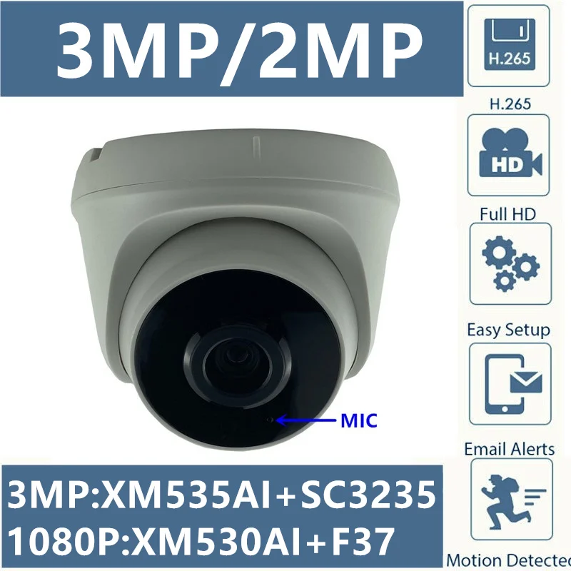 Integrate MIC 3MP 2MP IP Ceiling Dome Camera XM535AI+SC3235 2304*1296 H.265 1080P Infrared IRC Onvif CMS XMEYE RTSP Radiator|Surveillance Cameras| - AliExpress