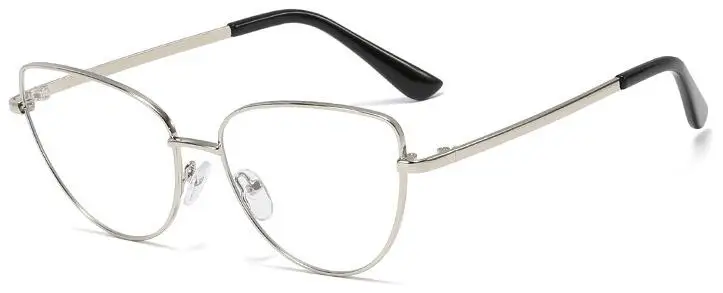 C2 silver clear Прозрачные линзы кошачьи уши очки оправа для женщин элегантные сексуальные оправы для очков черное золото близорукость ботаник Компьютер очки Роскошные очки - Цвет оправы: C2 silver clear