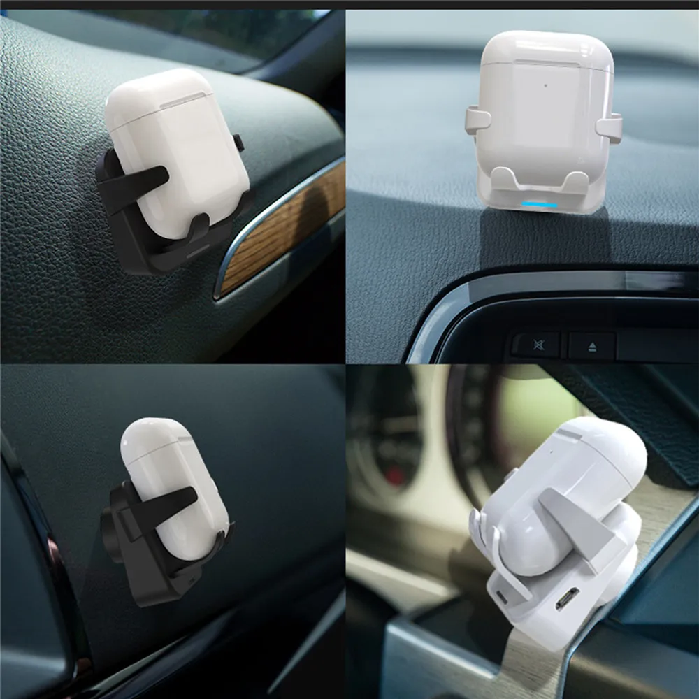 Bluetooth Earphone Car Wireless Charger with Micro USB Output for Airpods Bluetooth Wireless Earphone Charging Bracket Mount