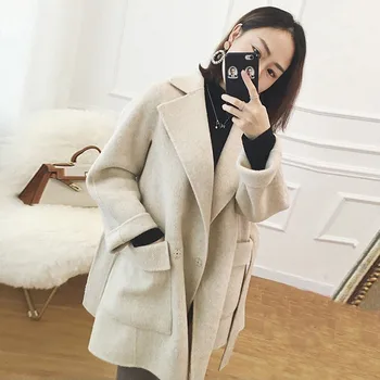 

2020 Women Autumn & Winter Cashmere Basic Jacket Coat Female Wool Blend Overcoat Cloak Jackets Outerwear & Coats v1017