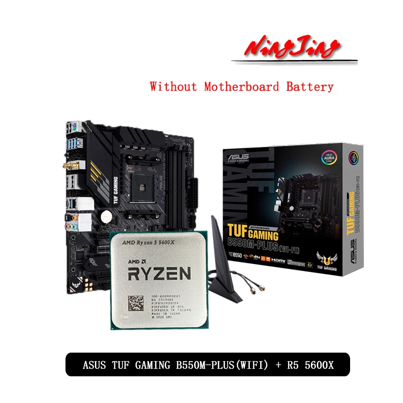 Amd Ryzen 5 5600x R5 5600x Cpu Asus Tuf Gaming B550m Plus Wi Fi Motherboard Suit Socket Am4 All New But Without Cooler Motherboards Aliexpress