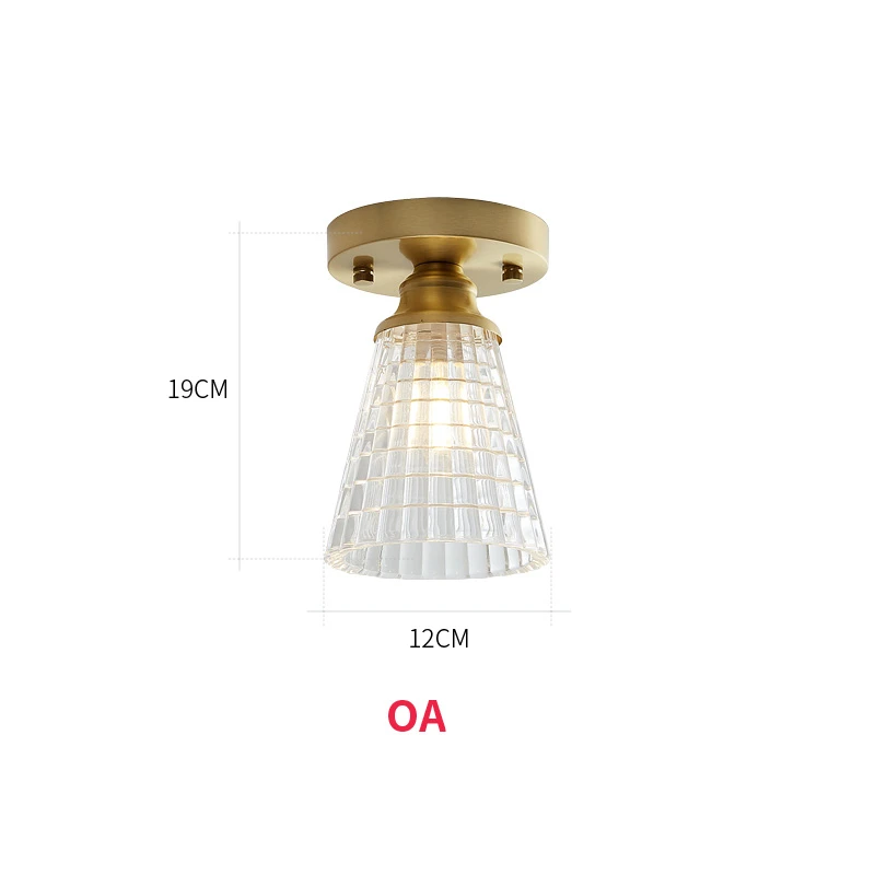 Светодиодный потолочный светильник, современный стеклянный абажур, светильник, приспособление для гостиной, спальни, кухни, поверхностное крепление, полностью медный светильник - Цвет корпуса: OA