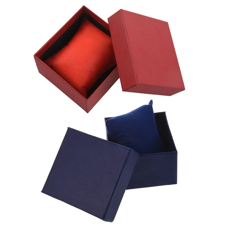 

2x Red/Dark Blue Rectangle Gift Wrist Watch Storage Box Case Holder