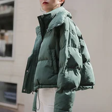 Высокое качество зимние свободные свободные пальто женщин сплошной цвет толстый негабаритных теплое пальто