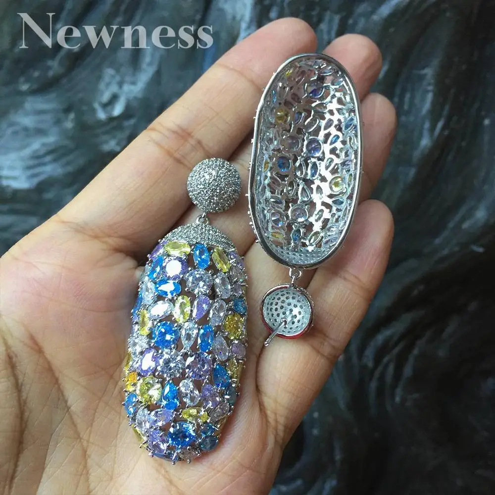 Newness Elegant Multi-color Flower Cubic Zircon Women Stud Earrings Brincos Jewelry For Bridal Wedding