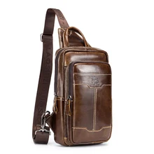 

Genuine Leather Chest Bag For Men Large Capacity Business Shoulder Bag Male Designer Messenger Bags Fashion Man's Chest Pack