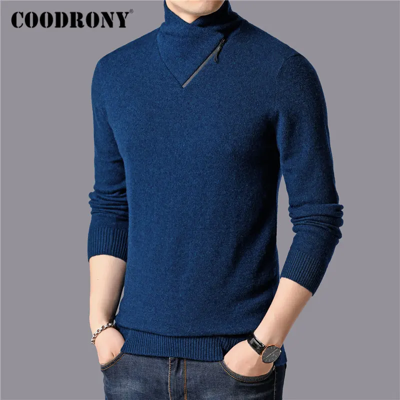 COODRONY Brand Fashion Turtleneck Sweater Men Pure Merino Wool Pullover Men 2019 New Winter Thick Warm Sweaters Pull Homme 93039