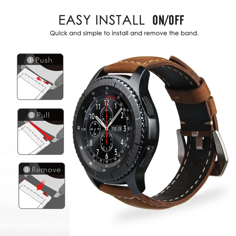 

Genuine Leather Watch Band Strap for Samsung Galaxy gear s3/s3 /Class/Galaxy 42mm 46mm Active watch Band 20mm leather 22mm band