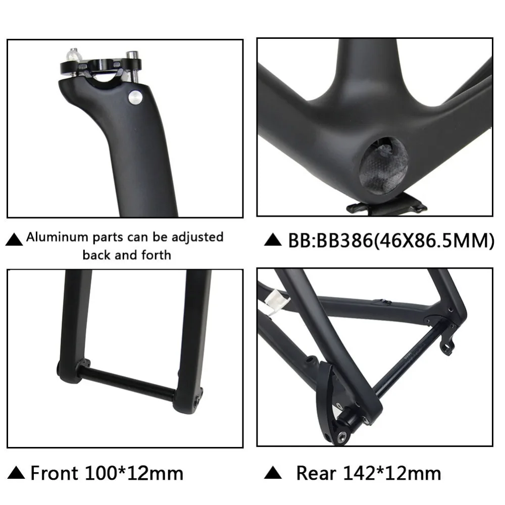 Cheap Spcycle Aero Full Carbon Gravel Bicycle Frame Disc Brake Cyclocross Bike Carbon Frameset Front 100*12mm Rear 142*12mm Thru Axle 7