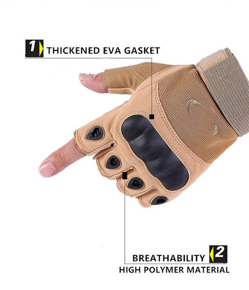 Tactical riding gloves anti-skid wear resistant quakeproof fighting rock outdoor sun protection fitness half finger gloves