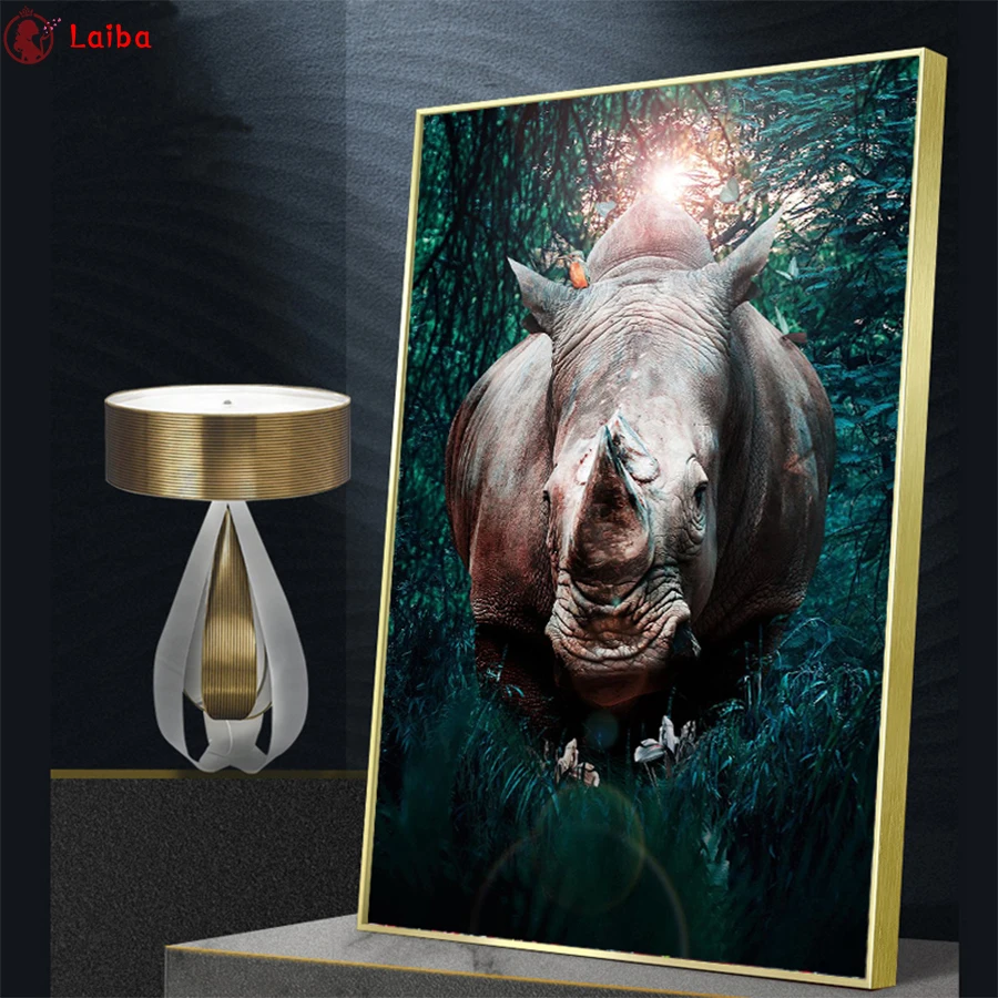 Алмазная картина Горячая домашняя искусство джунгли Rhino Стразы 5D DIY вышивка