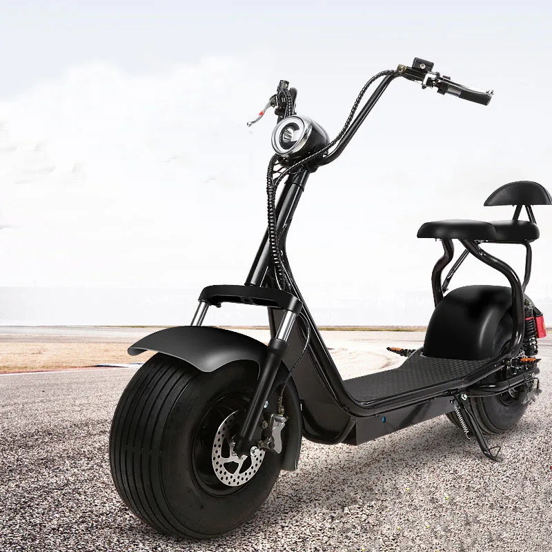 Citycoco Электрический скутер для взрослых 1200 Вт с толстыми покрышками 72V 20AH Scrooser по бездорожью с большими шинами два колеса 18*9,5 дюймов городской Электрический скутер - Цвет: BLACK
