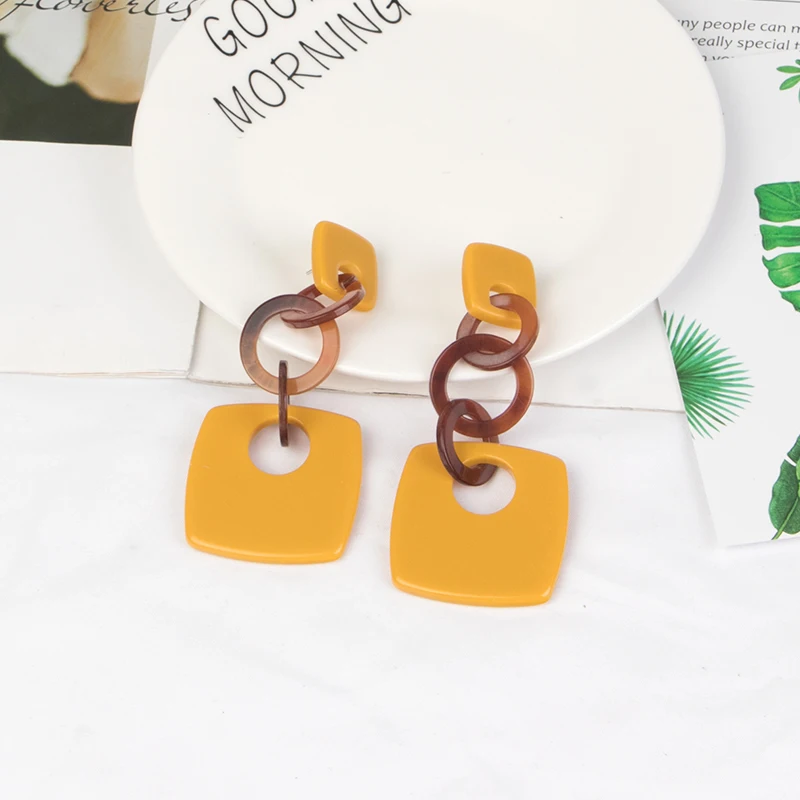 Vintage Dangle Fashion Acrylic Earrings Statement for Women Big Long Geometric Resin Dangling Earring Bohemian Jewelry Brincos   (4)