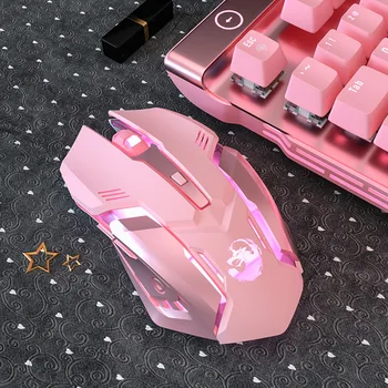Bluetooth Wireless Mouse Girl Cute Pink Mute Game Rechargeable Mouse Desktop Laptop Mechanical Game 2400DPI Backlit Mouse 1