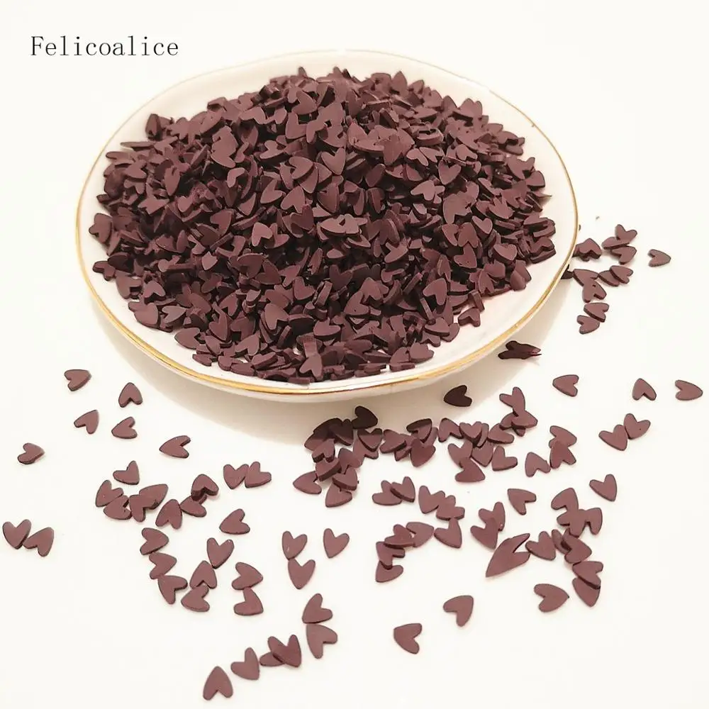 

100g Chocolate Brown Heart Clay Beads Decoration Crafts Flatback Cartoon Scrapbook Phone Embellishments Diy Jewelry Accessories